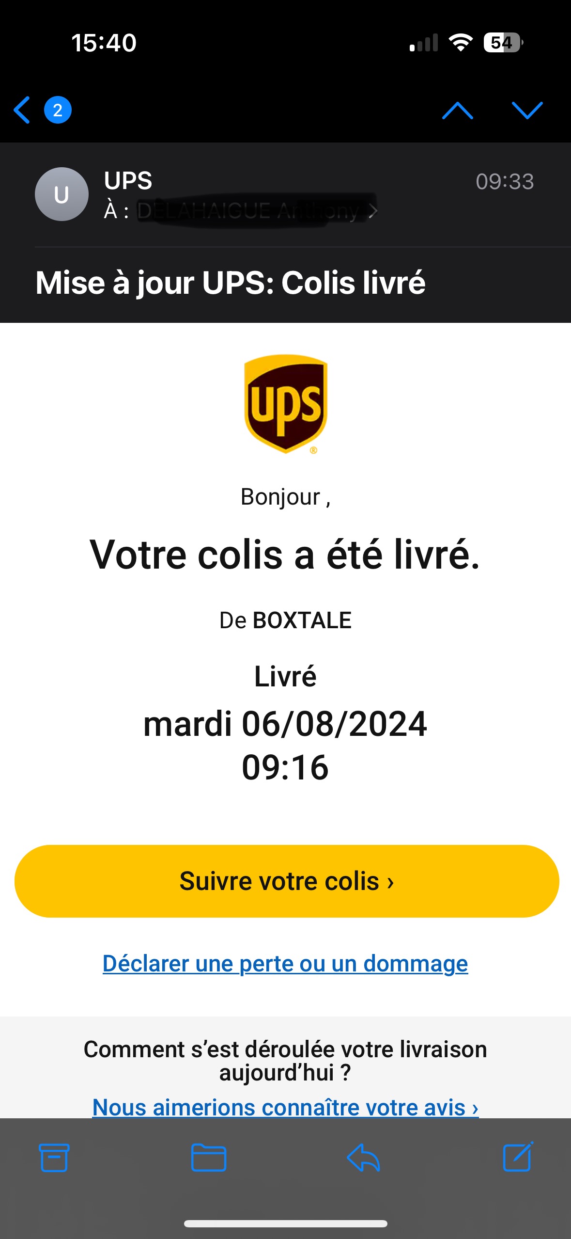 UPS - colis livré